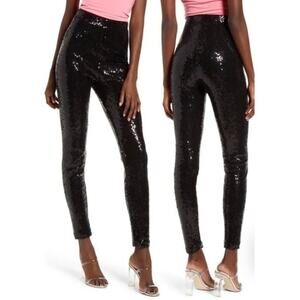 WAYF Logan Black Sequin Leggings Size XS NWT